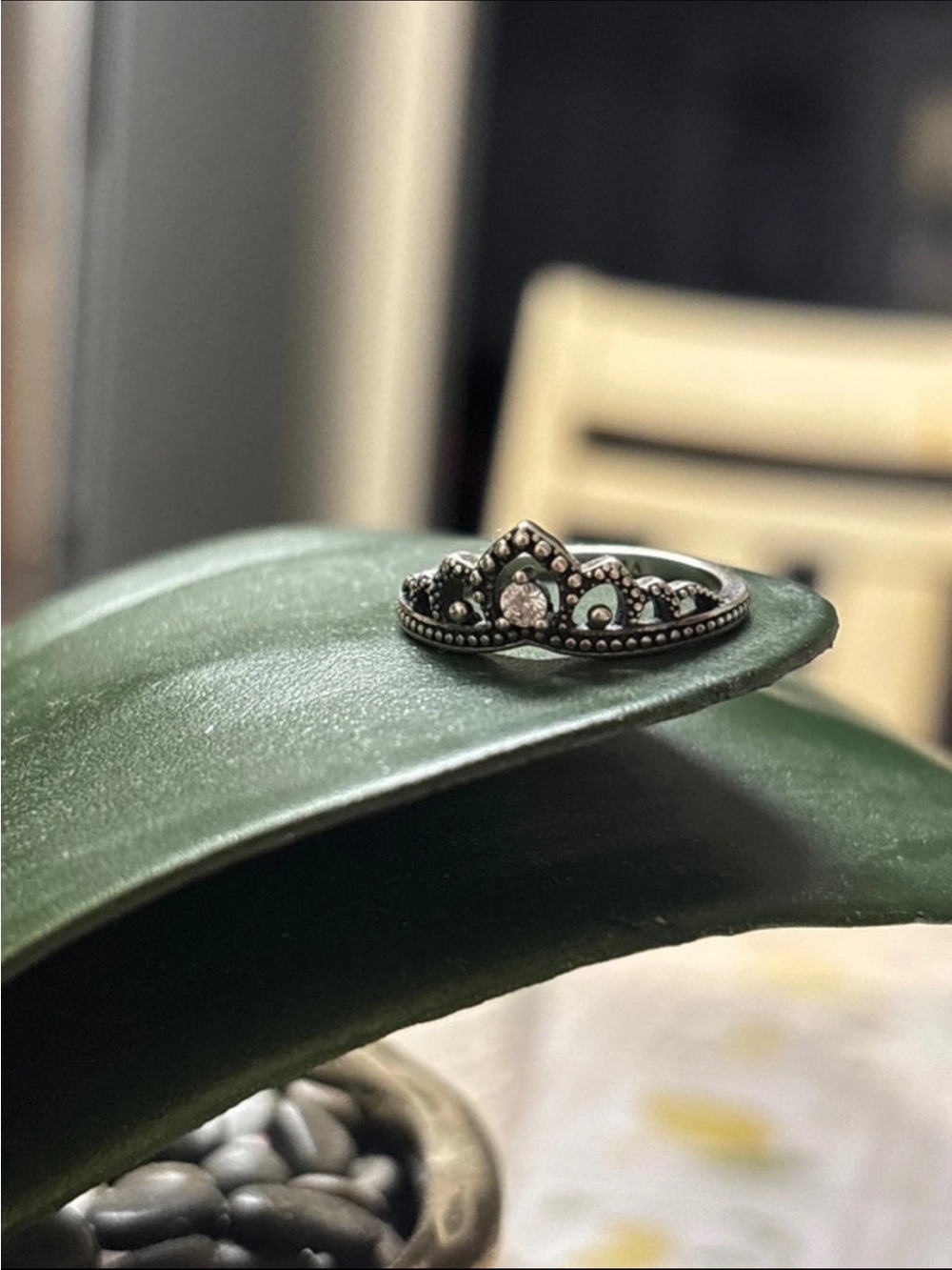 Pandora Silver Tiara Ring with Clear Stone